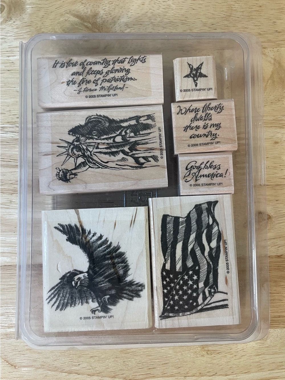 Stampin' Up Land That I Love Wood Stamp Set Retired 2005 Patriotic Americana